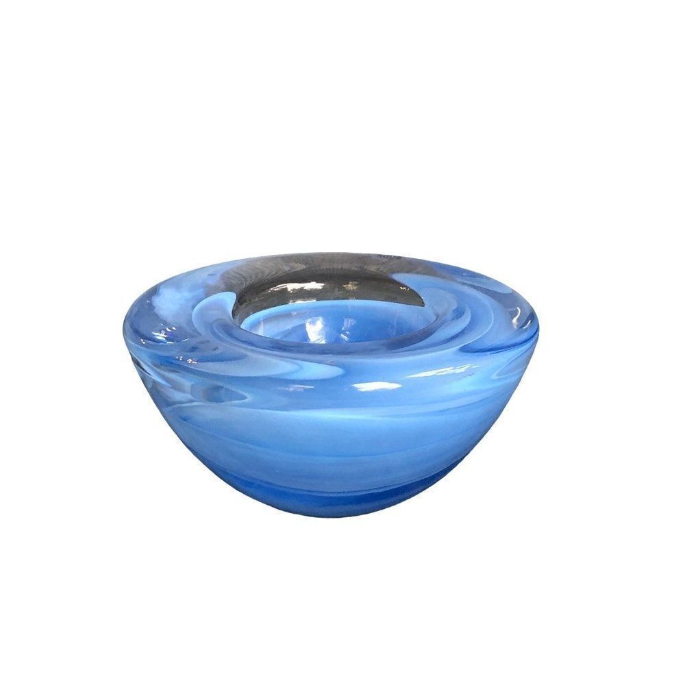 Kosta Boda Aqua Blue Crystal Candle Holder by Anna Ehrner 1990's
